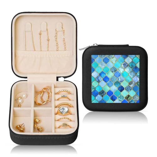 UVBDF Personalisierte Schmuckschatulle mit Gitterdruck, Reiseetui, luxuriöses Etui, Valentinstagsgeschenk, Hochzeitsgeschenk UVBDF Personalisierte Schmuckschatulle mit Gitterdruck, Reiseetui, luxuriöses Etui, Valentinstagsgeschenk, Hochzeitsgeschenk von UVBDF
