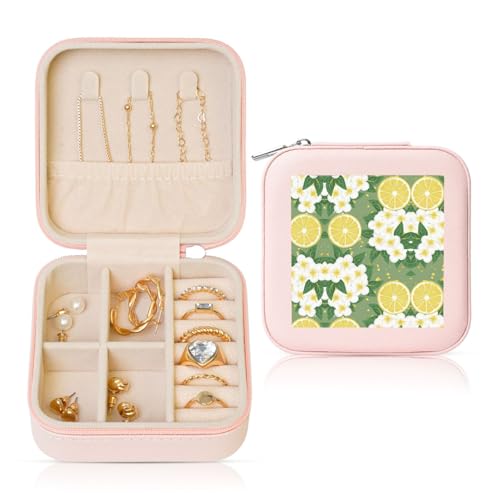UVBDF Personalisierte Schmuckschatulle mit frischem Zitronendruck, Reiseetui, luxuriöses Etui, Valentinstagsgeschenk, Hochzeitsgeschenk von UVBDF
