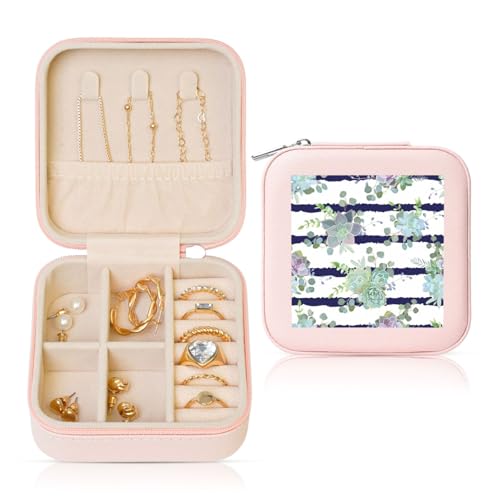 UVBDF Personalisierte Schmuckschatulle mit gestreiftem Sukkulenten-Druck, Reiseetui, Luxus-Etui, Valentinstagsgeschenk, Hochzeitsgeschenk UVBDF Personalisierte Schmuckschatulle mit gestreiftem Sukkulenten-Druck, Reiseetui, Luxus-Etui, Valentinstagsgeschenk, Hochzeitsgeschenk von UVBDF