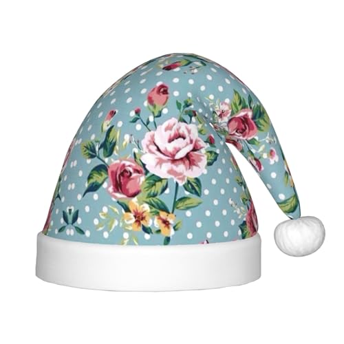 UVBDF Rose Blumen 1 Stück Weihnachtsmannmütze Plüsch Weihnachtsmütze Weihnachtsmannmütze für Jugendliche für Weihnachten Neujahr Party Kopfbedeckung von UVBDF