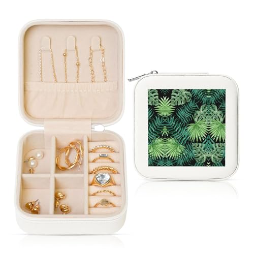 UVBDF Transparente Schmuckschatulle mit Palmblatt-Muster, Reiseetui, luxuriöses Etui, Valentinstagsgeschenk, Hochzeitsgeschenk UVBDF Transparente Schmuckschatulle mit Palmblatt-Muster, Reiseetui, luxuriöses Etui, Valentinstagsgeschenk, Hochzeitsgeschenk von UVBDF