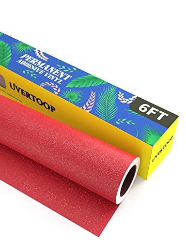 UVERTOOP Glitter Red Permanent Adhesive Vinyl Roll - 30.5 * 182cm(12"x6ft) Craft Vinyl Roll for Cup, Car, Window, other DIY Projects works with Cricut, Silhouette Cameo and Others von UVERTOOP