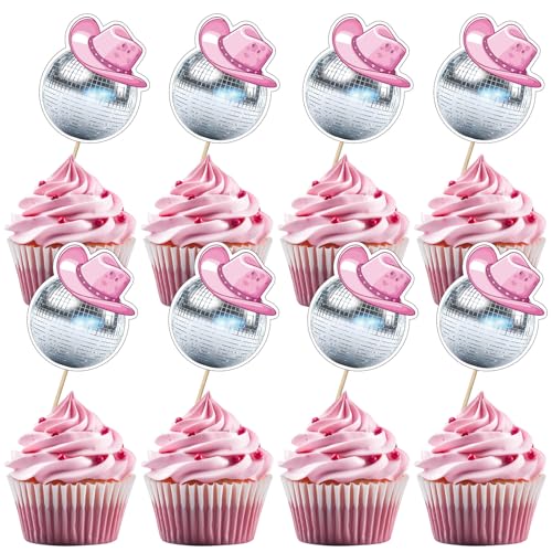24 Stück Disco Ball Cupcake Toppers, Cowboy Disco Ball Picks, Disco Thema Tortendekorationen für 70er 80er 90er Geburtstag Party Zubehör Rosa 24 Stück Disco Ball Cupcake Toppers, Cowboy Disco Ball Picks, Disco Thema Tortendekorationen für 70er 80er 90er Geburtstag Party Zubehör Rosa von UVTQSSP