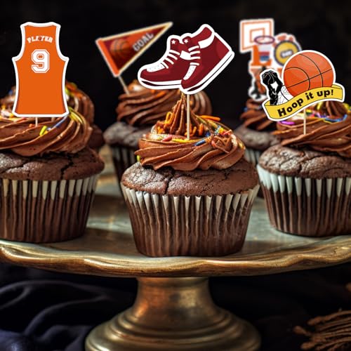 32 Stück Basketball Cupcake Toppers, Kuchen Deko für Thema Party Dekoration von UVTQSSP