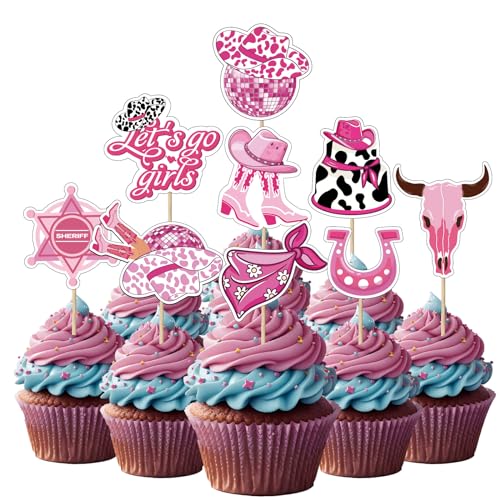 36 Stück Rosa Cowgirl Cupcake Toppers, Cowgirl mit Disco Ball Thema Tortendekorationen für Mädchen Geburtstag Bar Party Supplies 36 Stück Rosa Cowgirl Cupcake Toppers, Cowgirl mit Disco Ball Thema Tortendekorationen für Mädchen Geburtstag Bar Party Supplies von UVTQSSP