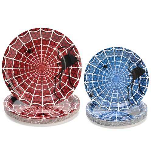 UVTQSSP Halloween-Pappteller, rote und blaue Spinne, 22,9 cm, 17,8 cm, Partyzubehör für Halloween, Geburtstag, Abendessen, Dessertkuchen, Einweggeschirr-Sets für 25 Gäste, 50 Stück UVTQSSP Halloween-Pappteller, rote und blaue Spinne, 22,9 cm, 17,8 cm, Partyzubehör für Halloween, Geburtstag, Abendessen, Dessertkuchen, Einweggeschirr-Sets für 25 Gäste, 50 Stück von UVTQSSP