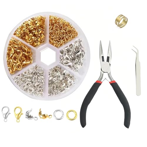 Perlenweben-Zubehör-Set, Perlen, Fäden, Werkzeuge, Basteln Sprengringe für die Schmuckherstellung Kit, Jump Rings und Halskette Clasps mit Jump Ring Zange Werkzeuge Perlenweben-Zubehör-Set, Perlen, Fäden, Werkzeuge, Basteln Sprengringe für die Schmuckherstellung Kit, Jump Rings und Halskette Clasps mit Jump Ring Zange Werkzeuge von UWIHAER
