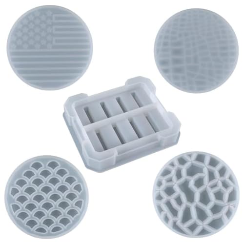 UWYRKSW 5 Harzguss-Untersetzerformen, Darunter 4 Runde Untersetzerformen und 1 Quadratischer Untersetzerhalter, Epoxidharzform Aus Silikon UWYRKSW 5 Harzguss-Untersetzerformen, Darunter 4 Runde Untersetzerformen und 1 Quadratischer Untersetzerhalter, Epoxidharzform Aus Silikon von UWYRKSW