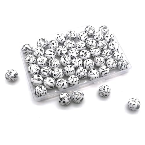 UWYRKSW 50 Stück Silikonperlen, 15 Mm, Großpackung für Schlüsselanhänger, Großpackung für Stifte, Halsketten, Armbänder, Schlüsselbänder, Langlebig, Einfach zu Verwenden C von UWYRKSW