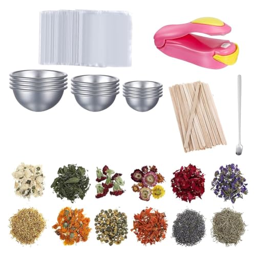 UWYRKSW Badform- und Trockenblumen-Set, DIY-Set Enthält 12 Stück Badeform, 12 Beutel Trockenblumen von UWYRKSW