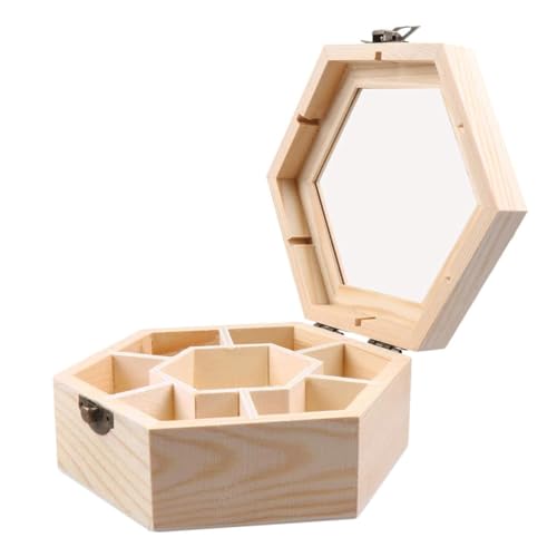 UYHBCNQD Schicke Schmuckschatulle aus Holz, sechseckige Truhe, Aufbewahrungsbox, Organizer mit Glasdeckel und Schloss, Schmuckaufbewahrung, tolles Geschenk UYHBCNQD Schicke Schmuckschatulle aus Holz, sechseckige Truhe, Aufbewahrungsbox, Organizer mit Glasdeckel und Schloss, Schmuckaufbewahrung, tolles Geschenk von UYHBCNQD