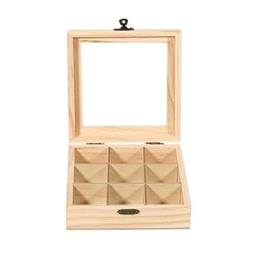 UYHBCNQD Schicke Schmuckschatullen Schmuckkästchen aus Holz, 9 Fächer, Schmuckkästchen, Organizer, 15 cm x 15 cm x 5 cm, für Damen, Schmuckaufbewahrung, tolles Geschenk UYHBCNQD Schicke Schmuckschatullen Schmuckkästchen aus Holz, 9 Fächer, Schmuckkästchen, Organizer, 15 cm x 15 cm x 5 cm, für Damen, Schmuckaufbewahrung, tolles Geschenk von UYHBCNQD