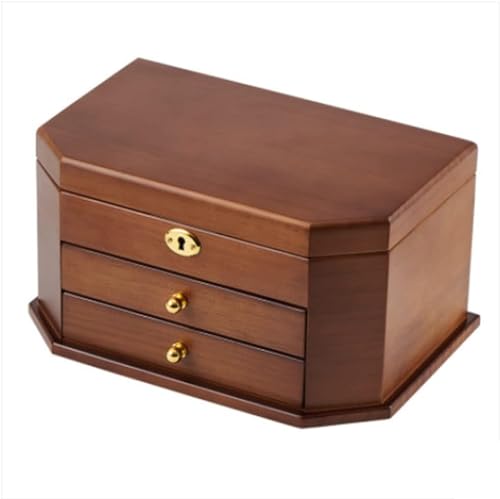 UYHBCNQD Schicke Schmuckschatullen aus Holz, mit Schlüssel und Vollschloss, sechseckige Form, Schublade, Schmuck-Organizer, tolles Geschenk UYHBCNQD Schicke Schmuckschatullen aus Holz, mit Schlüssel und Vollschloss, sechseckige Form, Schublade, Schmuck-Organizer, tolles Geschenk von UYHBCNQD
