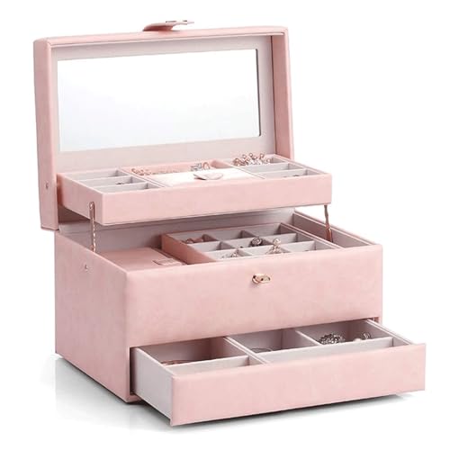 UYHBCNQD Schicke Schmuckschatullen aus Leder mit Spiegel, Mini-Schmuckaufbewahrung für Damen, Schmuck-Display, Reise-Schmuckschatulle, Organizer, tolles Geschenk UYHBCNQD Schicke Schmuckschatullen aus Leder mit Spiegel, Mini-Schmuckaufbewahrung für Damen, Schmuck-Display, Reise-Schmuckschatulle, Organizer, tolles Geschenk von UYHBCNQD