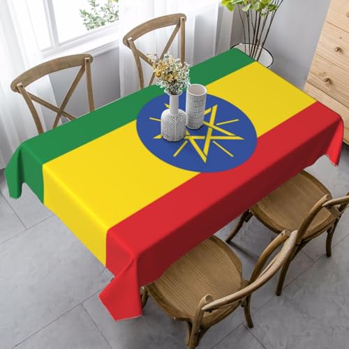 UYHhgqw Rechteckige Tischdecke mit Äthiopien-Flagge – Pfirsichhaut-Samtmaterial, perfekt für Thanksgiving, Weihnachten, 89 x 140 cm von UYHhgqw
