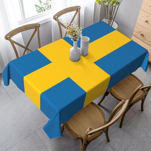 UYHhgqw Rechteckige Tischdecke mit schwedischer Flagge, 89 x 140 cm, Pfirsichhaut-Samtmaterial, perfekt für Thanksgiving, Weihnachten von UYHhgqw