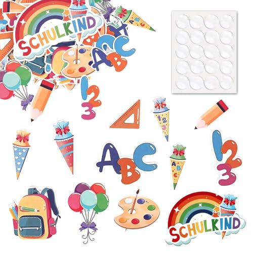 60 Stück Bunt Einschulung Deko Konfetti Set, Streudeko Schultüte ABC 123 Tischdekoration, Einschulung Tischdeko für Mädchen Junge Schuleinführung, Schulanfang von UYOTBKEUB