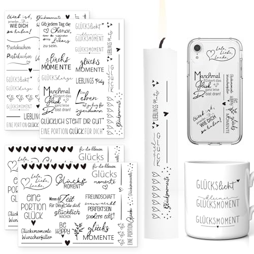 Rub On Sticker, 4 Stück Sprüche Deko Sticker, 19x14 Zentimeter Rub On Folie, Glücklicher Moment Rub On Transferaufkleber für Glas, Holz, Handarbeiten, DIY Crafts, Kerzen und Dekoration Rub On Sticker, 4 Stück Sprüche Deko Sticker, 19x14 Zentimeter Rub On Folie, Glücklicher Moment Rub On Transferaufkleber für Glas, Holz, Handarbeiten, DIY Crafts, Kerzen und Dekoration von UYOTBKEUB