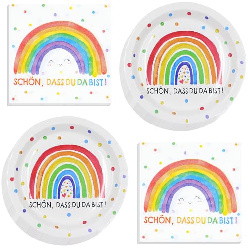 UYOTBKEUB 40 Stück Partygeschirr Geburtstag, Pappteller Kindergeburtstag, Regenbogen Servietten Kindergeburtstag Tischdeko für Mädchen Junge Frau Mann UYOTBKEUB 40 Stück Partygeschirr Geburtstag, Pappteller Kindergeburtstag, Regenbogen Servietten Kindergeburtstag Tischdeko für Mädchen Junge Frau Mann von UYOTBKEUB