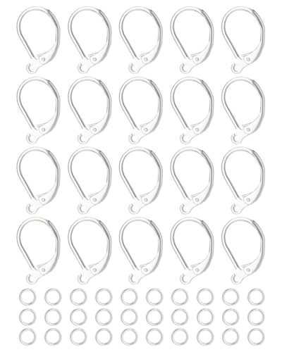 UYRVAPE 20pcs Sterling Silber Plattierte Ohrhaken Mit Hebelverschluss Französische Ohrhaken Austauschbare Baumelnde Ohrhaken mit 30 offenen Biegeringen(16 x 10 mm) von UYRVAPE