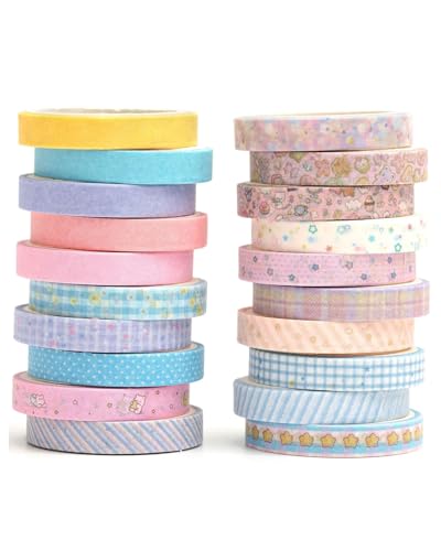 UYRVAPE Dünn Washi Tape Set Kawaii Masking Tape Antike Muster Dekoratives Klebeband Bunt für DIY Handwerk, Bullet Journals, Planer, Scrapbooking, Verpackung(20 Rollen) von UYRVAPE