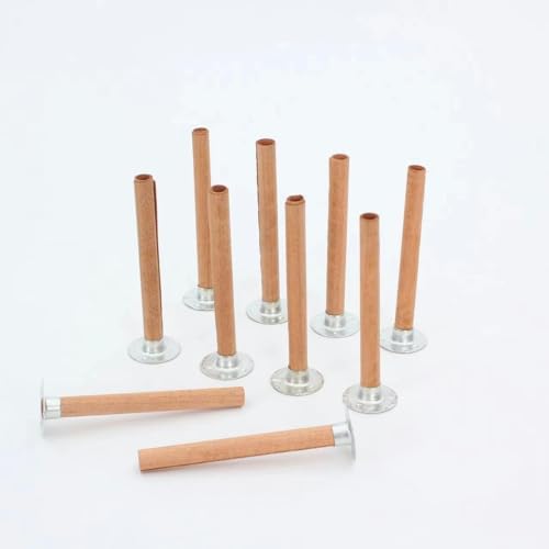 UYSSJTGAZ 10 Sets 60–120 mm große Dochte aus Holz in Rohrform zur Kerzenherstellung mit Dochthalter Metall for rauchfreie Sojakerzen, Crackle-Holz(7 * 70mm) von UYSSJTGAZ