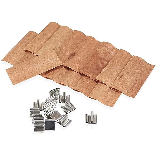 UYSSJTGAZ 120/70 MM, 10 Stück, großes S-förmiges Design, natürliche Kerzendochte aus Holz for die Herstellung von Sojakerzen, DIY-Kit mit Metall-Eisenständer-Basishalter-Set(40mm X 80mm) von UYSSJTGAZ