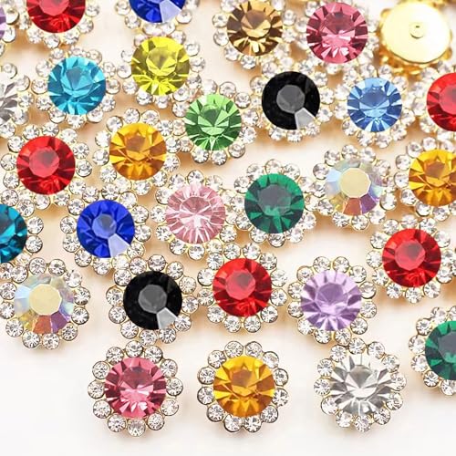 160 Stück 16 gemischte Farben, 12 mm, Blumen-Strasssteine zum Aufnähen, Kristallglas, Metallklauen-Strasssteine zum Basteln, Glitzer-Edelsteine zum Basteln, für Kleidung, Schuhe, Kappe, Ohrringe 160 Stück 16 gemischte Farben, 12 mm, Blumen-Strasssteine zum Aufnähen, Kristallglas, Metallklauen-Strasssteine zum Basteln, Glitzer-Edelsteine zum Basteln, für Kleidung, Schuhe, Kappe, Ohrringe von UYTRDVG