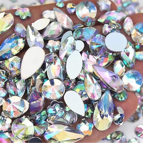 AB-Kristall-Strasssteine zum Basteln, für Gesicht, Edelsteine, Juwelen, Kunst für selbstgemachte Kostüme, Cosplay, Kleidung, Nagelbasteln, Verzierungen, Edelsteine, Dekorationen (Weiß AB), 1000 Stück von UYTRDVG