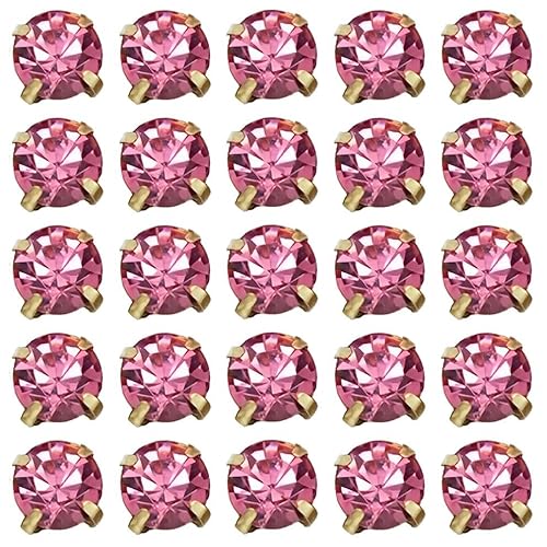 Strasssteine zum Aufnähen, flache Rückseite, Kristallglas, Edelsteine, Basteln, Nähen für Handarbeiten, Kleidung, Kleid, Tasche, Schuhe, Zubehör (Rosa, 8 mm), 100 Stück von UYTRDVG