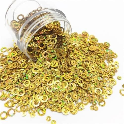 Dekorative Pailletten, Näh-Pailletten, Pailletten zum Nähen, Doppel-Pailletten, 5 mm, Kreisring, 3 mm, runde Punktform, lose Pailletten für Nagelkunst, Damen, Nageldekoration, Nähen, Kinder Dekorative Pailletten, Näh-Pailletten, Pailletten zum Nähen, Doppel-Pailletten, 5 mm, Kreisring, 3 mm, runde Punktform, lose Pailletten für Nagelkunst, Damen, Nageldekoration, Nähen, Kinder von UYUME