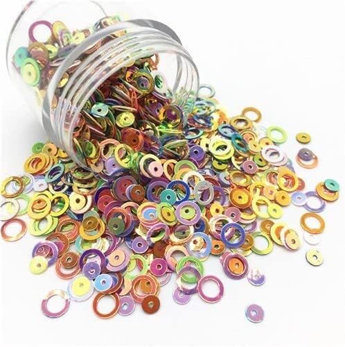 Dekorative Pailletten, Näh-Pailletten, Pailletten zum Nähen, Doppel-Pailletten, 5 mm, Kreisring, 3 mm, runde Punktform, lose Pailletten für Nagelkunst, Damen, Nageldekoration, Nähen, Kinder Dekorative Pailletten, Näh-Pailletten, Pailletten zum Nähen, Doppel-Pailletten, 5 mm, Kreisring, 3 mm, runde Punktform, lose Pailletten für Nagelkunst, Damen, Nageldekoration, Nähen, Kinder von UYUME