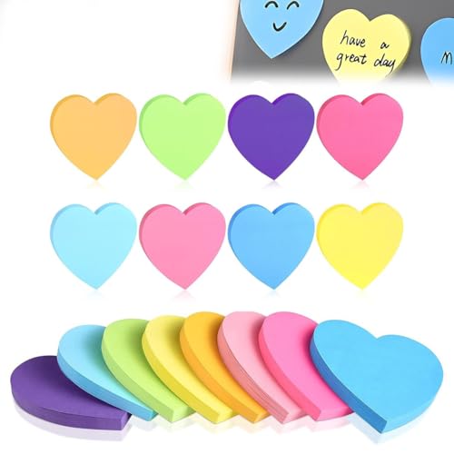 UYVPAER 240 Stück Farbige Haftnotizen, Blatt Sticky Notes Herzform Selbstklebende Klebezettel Seitenmarker Zum Beschriften Bunt Haftnotizzettel Für Zuhause Schule Büro (8 Farben) von UYVPAER