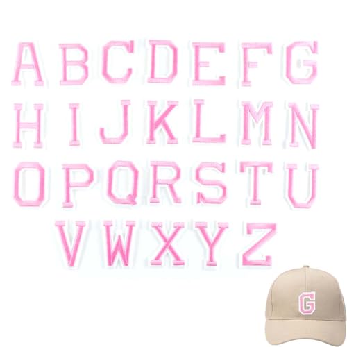 UYVPAER 26 Stück Buchstaben Zum Aufbügeln Von A Bis Z, Selbstklebende Chenille-Buchstabenflicken Für Stoffkleidung(Rosa) von UYVPAER