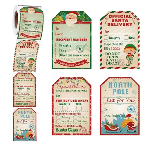 200 Stück Vintage-Weihnachts-Geschenkanhänger, Aufkleber für Geschenkpapier, Geschenkboxen, Taschen, Umschläge, Dekorationen, 5,6 x 7,6 cm 200 Stück Vintage-Weihnachts-Geschenkanhänger, Aufkleber für Geschenkpapier, Geschenkboxen, Taschen, Umschläge, Dekorationen, 5,6 x 7,6 cm von UYXiNONE