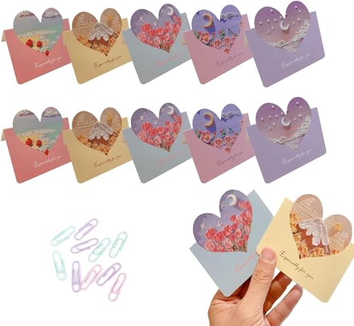 Gefaltete Grußkarten für Valentinstag, Blumen, Geburtstage, Dankeskarten, Hochzeiten und andere Anlässe, Karten mit Büroklammern (Ölgemälde) von UYXiNONE