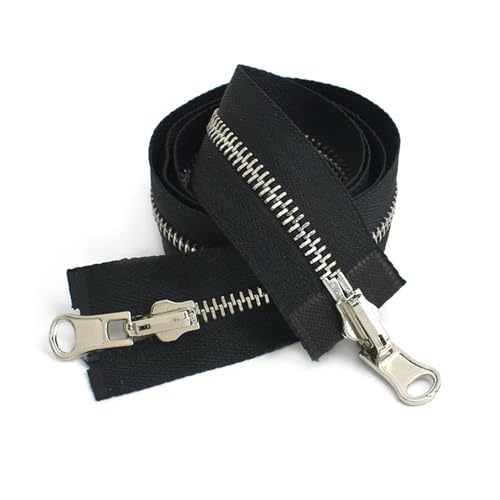 Nylon-Reißverschlüsse, Reißverschlüsse, 2 Stück, 70–100 cm, doppelseitige Reißverschlüsse, offenes Ende, Zweiwege-Drehschieber-Reißverschluss for Jacken, Mäntel, Kleidung, DIY-Nähzubehör(BlackSilver,1 von UZAMIRLEX
