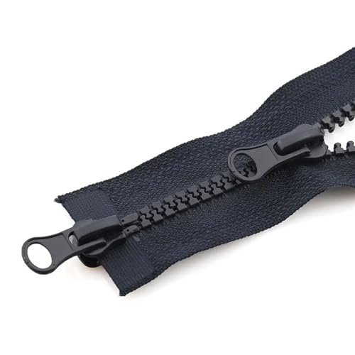Nylon-Reißverschlüsse, Reißverschlüsse 3-teilig Reißverschluss Jacke Doppelreißverschluss Kleidung Reißverschluss Zubehör Schlafsack Zwei-Wege-Doppel-Öffnungsreißverschlusskopf(Deep,80CM-5#) von UZAMIRLEX