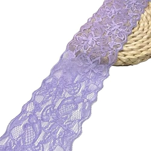 Spitzenband-Stoff, 1~10 Yards Breite 8 cm elastische Spitze Nähband Stretch-Spitze(5,Elastic Lace 2yard) von UZAMIRLEX