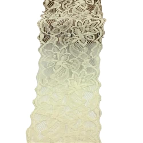 Spitzenband-Stoff, 1~10 Yards Breite 8 cm elastische Spitze Nähband Stretch-Spitze(Beige yellow,Elastic Lace 2yard) von UZAMIRLEX