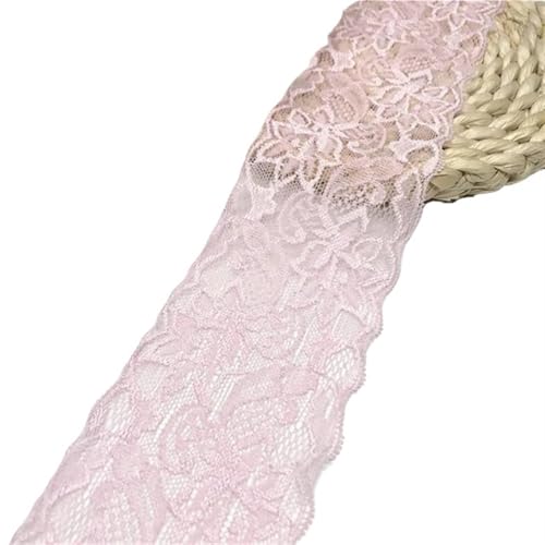 Spitzenband-Stoff, 1~10 Yards Breite 8 cm elastische Spitze Nähband Stretch-Spitze(Light pink,Elastic Lace 4yard) von UZAMIRLEX