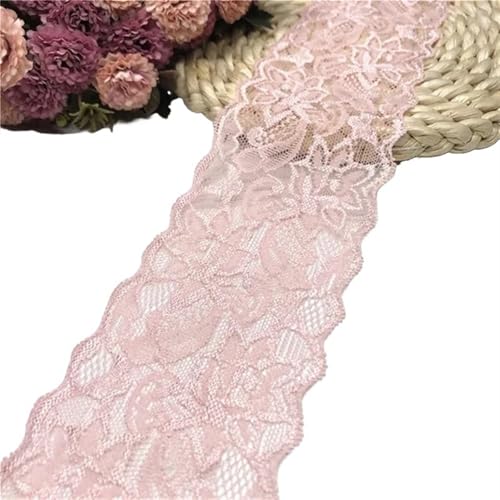 Spitzenband-Stoff, 1~10 Yards Breite 8 cm elastische Spitze Nähband Stretch-Spitze(Pink1,Elastic Lace 1yard) von UZAMIRLEX