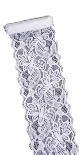 Spitzenband-Stoff, 1~10 Yards Breite 8 cm elastische Spitze Nähband Stretch-Spitze(White1,Elastic Lace 4yard) von UZAMIRLEX