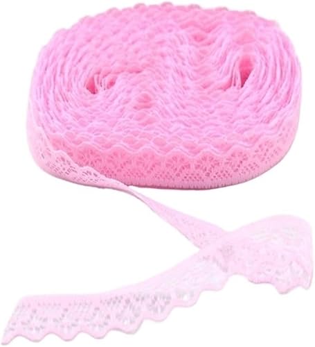 Spitzenband-Stoff, 30 Yard Spitzenbesatz Band Spitzenstoff weiße Baumwollspitze(White pink) von UZAMIRLEX
