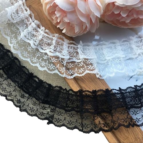 Spitzenband-Stoff, 4,8 cm breites Stickerei-Blumen-Spitzenstoff-Besatzband(Black) von UZAMIRLEX