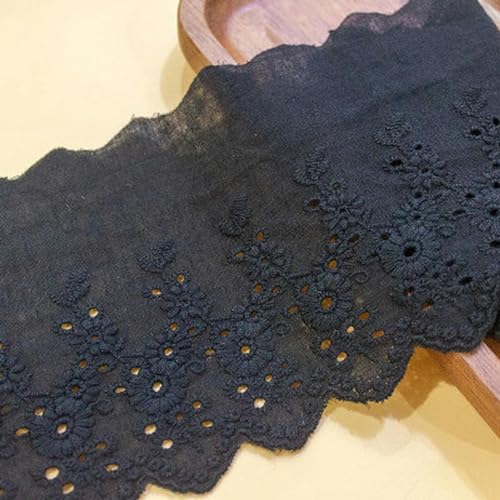 Spitzenband-Stoff, 5Yds/lot 11cm Breite Handgemachte Chrysantheme Stickerei spitze Baumwolle Material Vorhang Sofa Dekorative Stoff(Black,3yard price) von UZAMIRLEX
