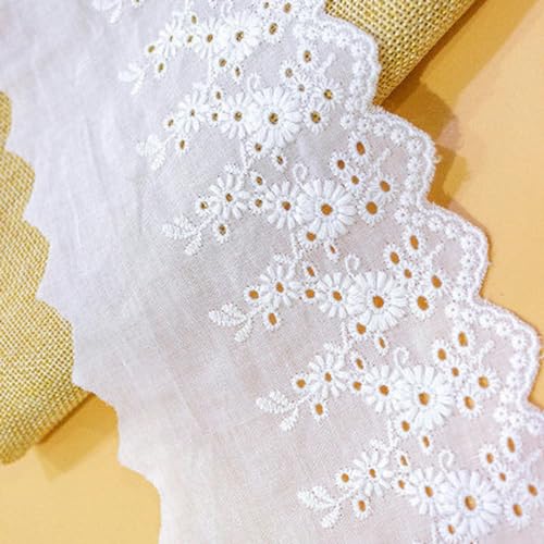 Spitzenband-Stoff, 5Yds/lot 11cm Breite Handgemachte Chrysantheme Stickerei spitze Baumwolle Material Vorhang Sofa Dekorative Stoff(Bleach,14 15yard price) von UZAMIRLEX