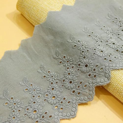 Spitzenband-Stoff, 5Yds/lot 11cm Breite Handgemachte Chrysantheme Stickerei spitze Baumwolle Material Vorhang Sofa Dekorative Stoff(Grey,9.5 10yard price) von UZAMIRLEX