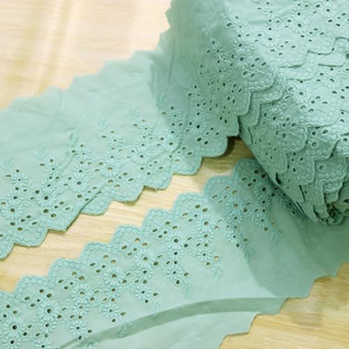 Spitzenband-Stoff, 5Yds/lot 11cm Breite Handgemachte Chrysantheme Stickerei spitze Baumwolle Material Vorhang Sofa Dekorative Stoff(Light Green,14 15yard price) von UZAMIRLEX