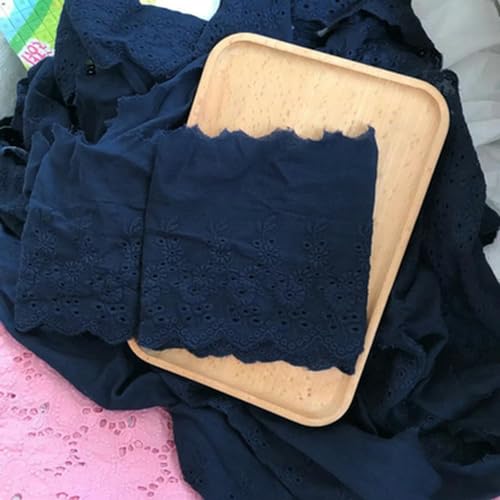 Spitzenband-Stoff, 5Yds/lot 11cm Breite Handgemachte Chrysantheme Stickerei spitze Baumwolle Material Vorhang Sofa Dekorative Stoff(Navy Blue,3yard price) von UZAMIRLEX